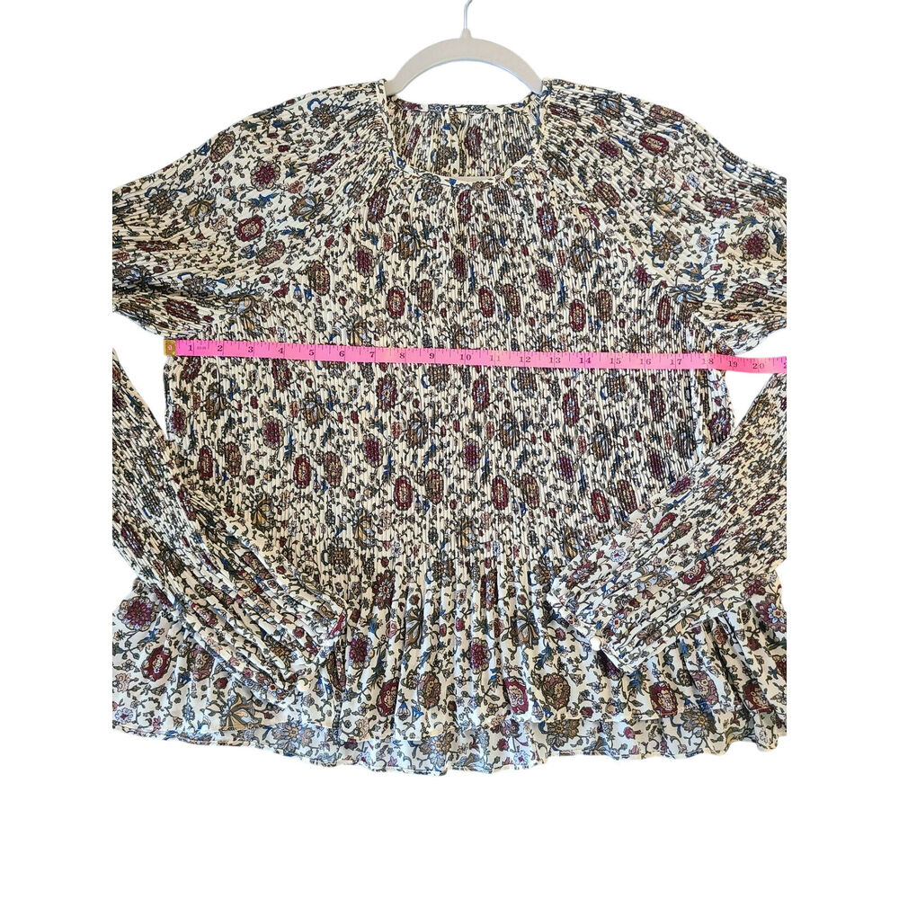 Veronica Beard Lewin Vine Floral Smocked Blouse Top Whitestone Multi Size 10 (M) - Picture 8 of 9